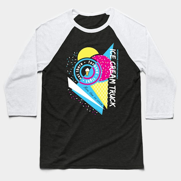 80s Retro Ice Cream Cone - Momentum Christian Church Fan Art Baseball T-Shirt by Steph Calvert Art